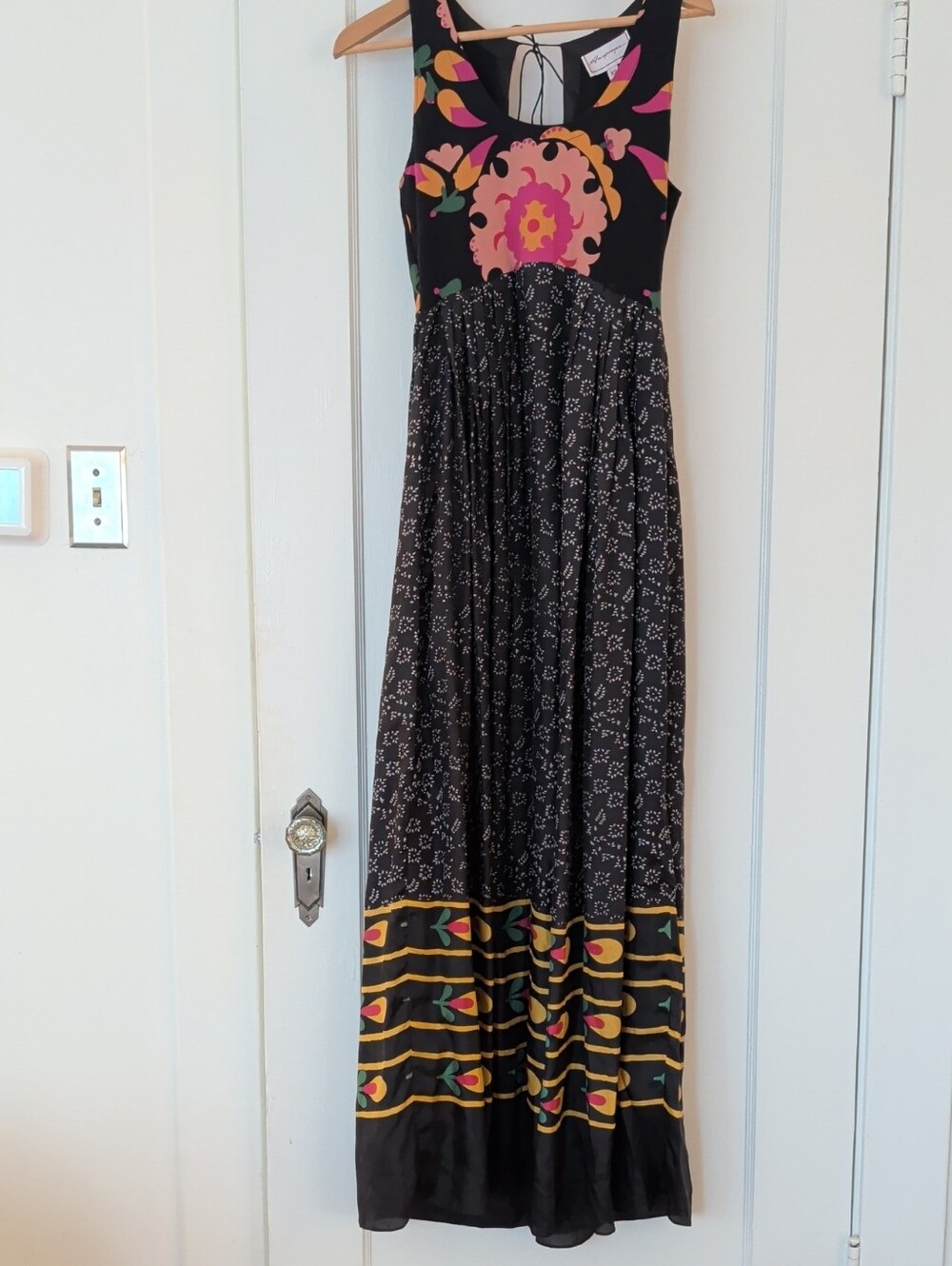 Anupamaa Anthropologie Floral Maxi Dress Size XS Black Pink